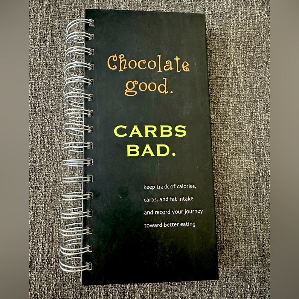 Food tracking coiled book “Chocolate Hood, Carbs Bad”